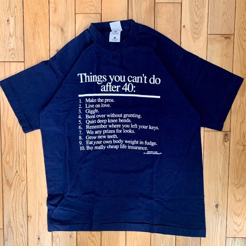 Vintage Y2K Tee Men's Large Blue FOTL Tag Heavy Single Stiched Statement Comedy